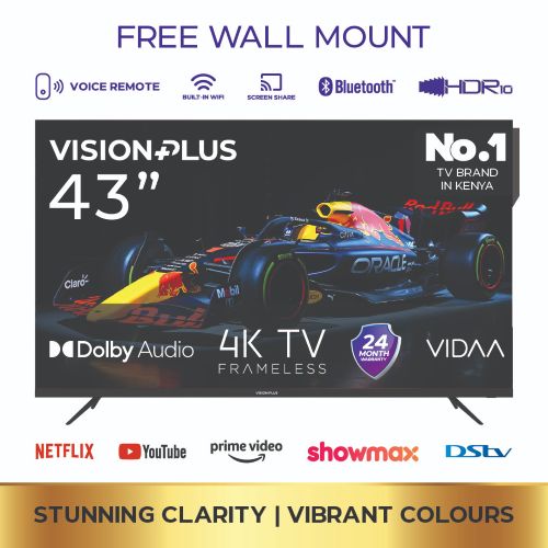 Vision- Vp8843Kv 4K Frame Less V-Os 43 Inch Smart Tv