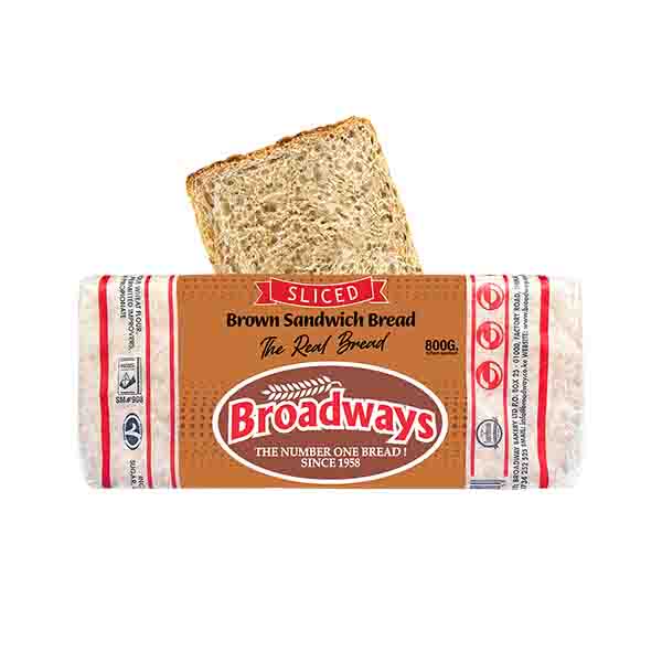 Broadways Brown Sandwich Sliced Bread 800G