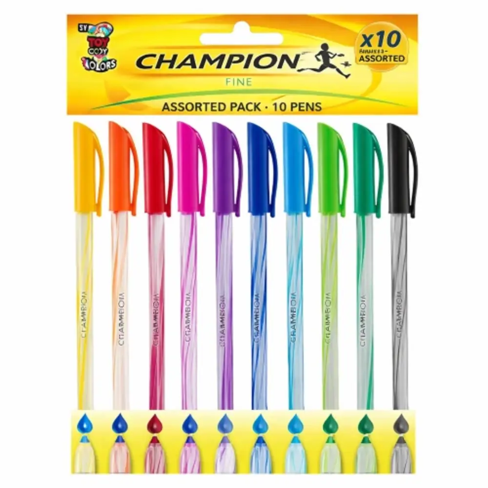 Champion Fine Ball Pen 10Pack Assorted