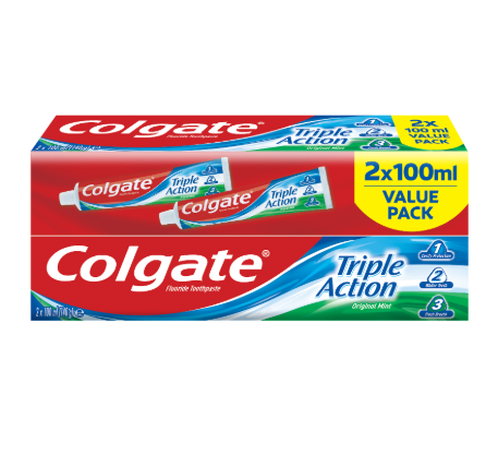 Colgate Triple Action Cavity Protection, Whitening & Fresh Breath Toothpaste Value Pack (2 Pack) - 2x100ml
