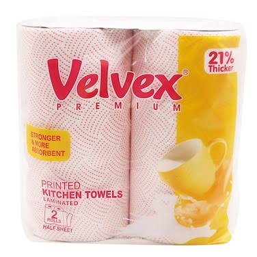 Velvex Premium Kitchen Towel Pink 2 Ply 2 Rolls