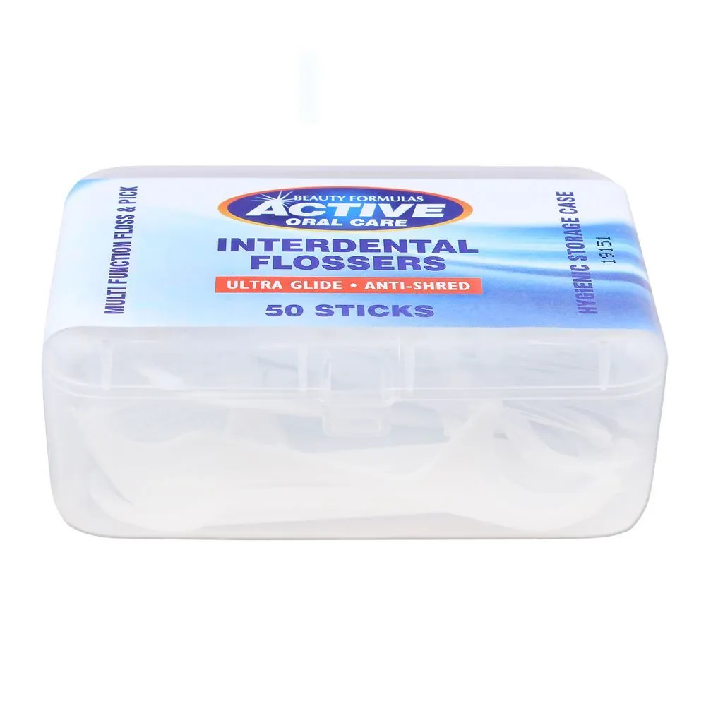 Active Interdental Flossers White 50 Sticks Tub