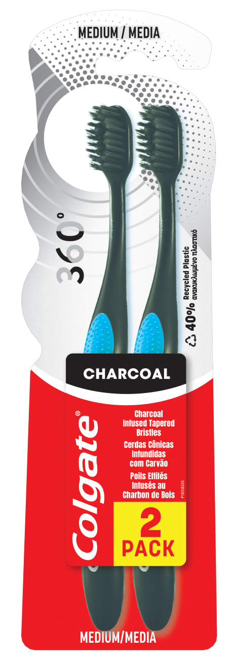 Colgate 360° Charcoal Twin Pack Toothbrush