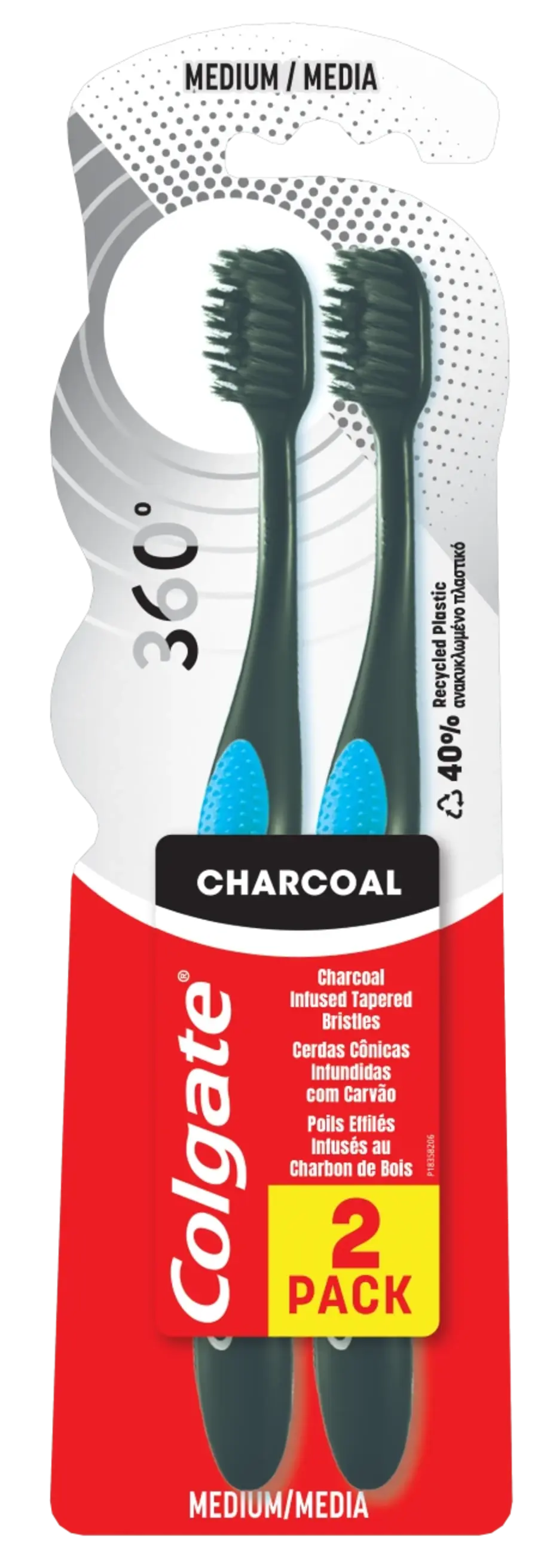 Colgate 360° Charcoal Twin Pack Toothbrush