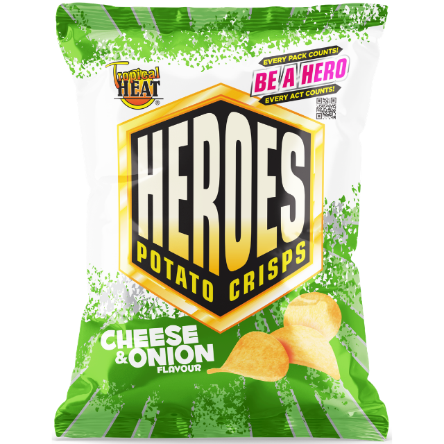 Tropical Heat Heroes Cheese & Onion Crisps 110G
