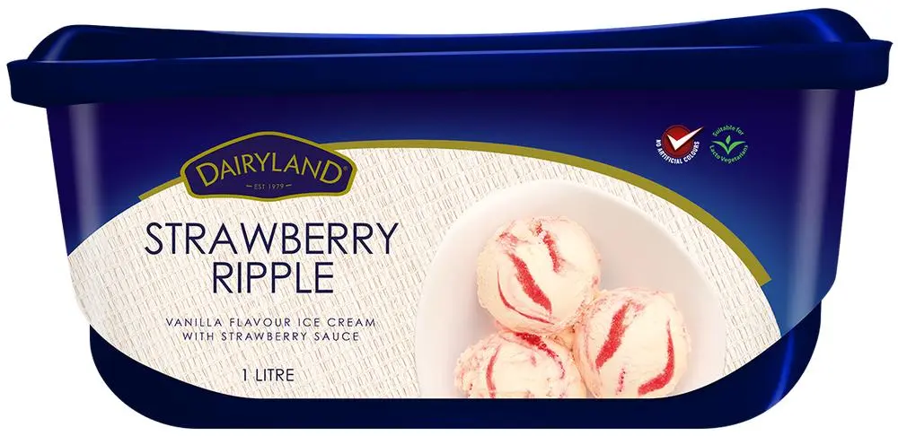 Dairyland Classic Strawberry Ripple Ice Cream 1Ltr