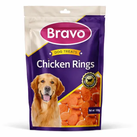 Bravo Chicken Rings Dog Treats 100g