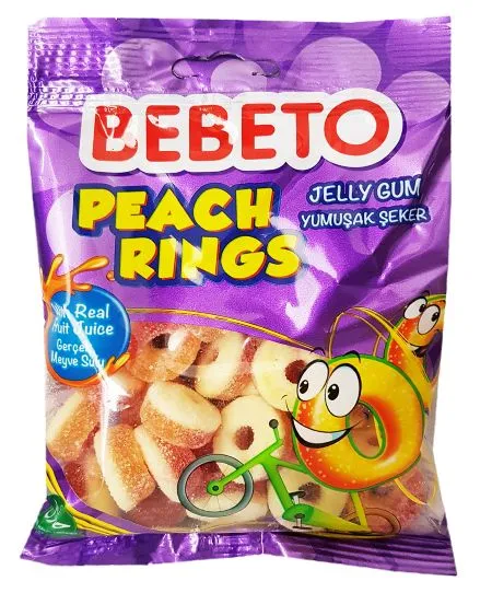 Bebeto Peach Rings Gummy Candy 80G