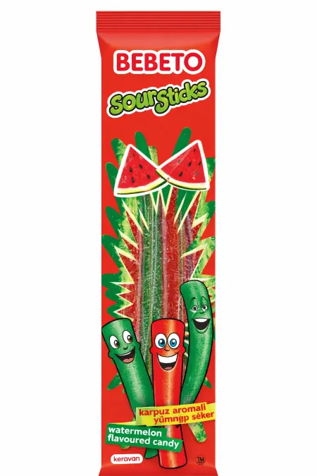 Bebeto Watermelon Sour Sticks 30g