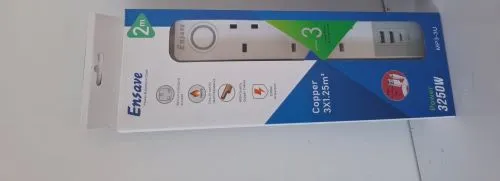 Ensave 3Way Extesion Socket W/Usb Mp3-3U White