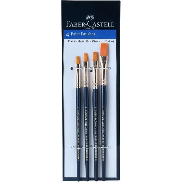 Faber Castell Brush Synthetic Hair Flat Set 4'S