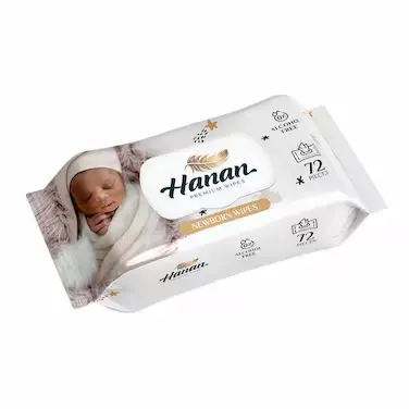 Hanan New Born Water Wipes 72'Ns