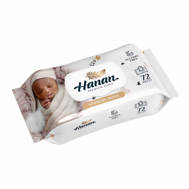 Hanan New Born Water Wipes 72'Ns