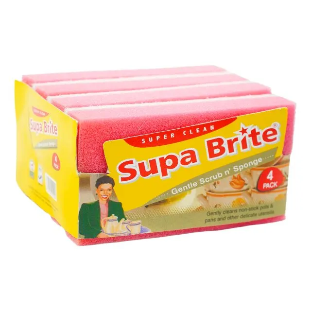 Supa Brite Gentle Scrub & Sponge 4Pk 105