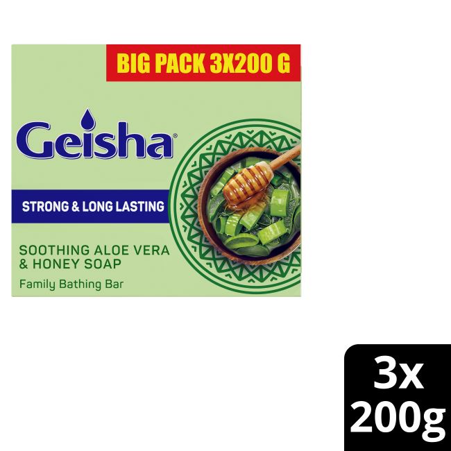 Geisha Long Lasting Soap Aloe Vera And Honey Value Pack 3X200g