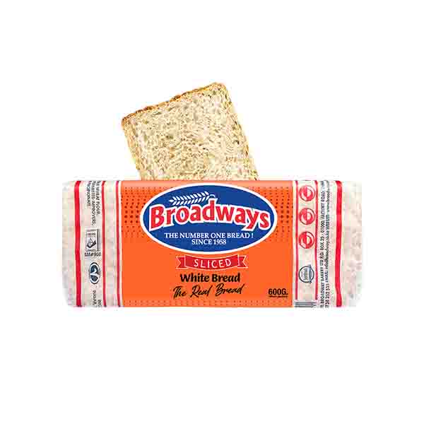 Broadways White Sandwich Sliced Bread 600G