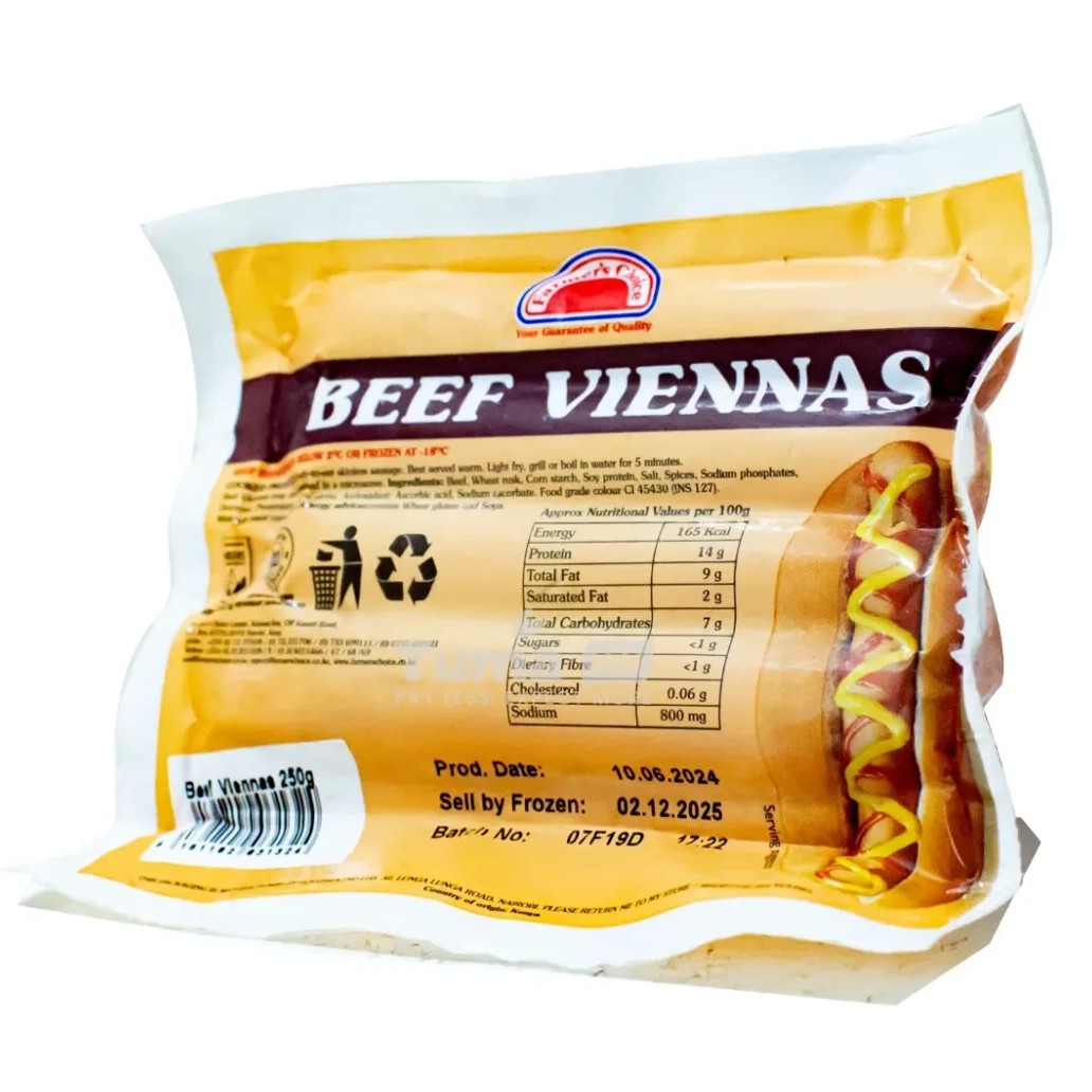 Farmer's Choice Beef Viennas 250Gm